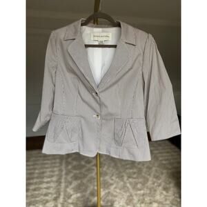 Doncaster Striped Peplum Blazer Suit Pant French Scandi Business Parisian Preppy